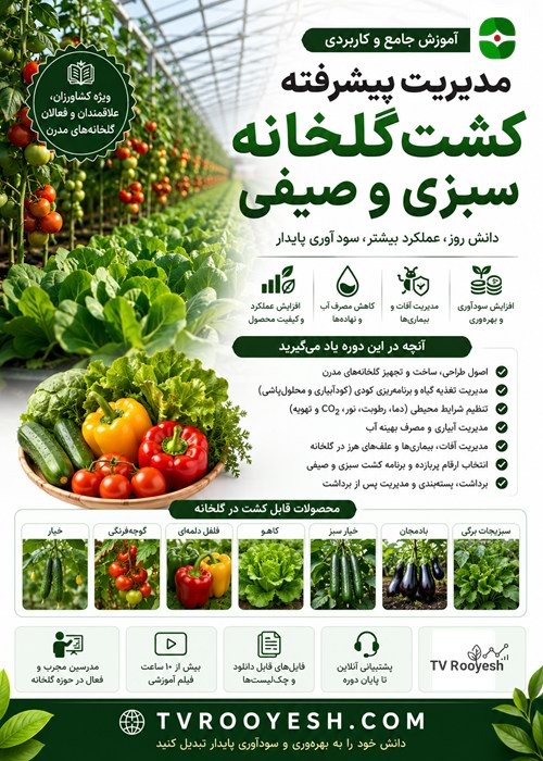 آموزش جامع مدیریت گلخانه سنتی تا هوشمند با نکات طلایی(صیفی جات)